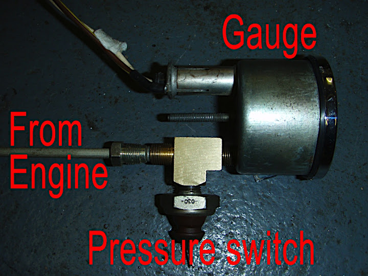 Oil pressure switch, gauge and turbo feed